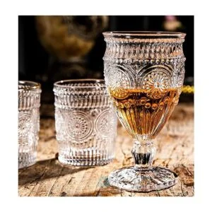 Kingrol Paquete de 4 copas de vino copas de agua vintage_3