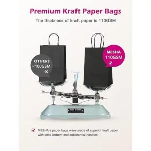 MESHA 100 bolsas de regalo negras de 5.25 x 3.75 x 8_3