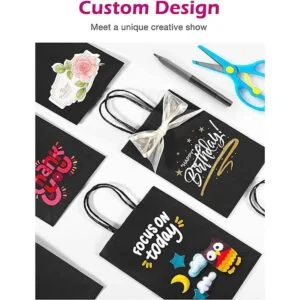 MESHA 100 bolsas de regalo negras de 5.25 x 3.75 x 8_5