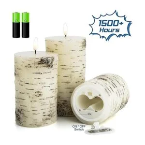 Eywamage Juego de 3 velas de pilar sin llama de madera de_3