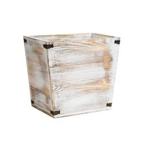Cubo de basura de madera con antorcha de estilo rústico_1