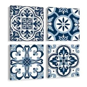 ArtbyHannah Lienzo decorativo de pared azul marino para_1