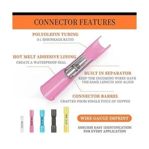 Camtek 525 conectores de tope termorretráctil color rojo_3