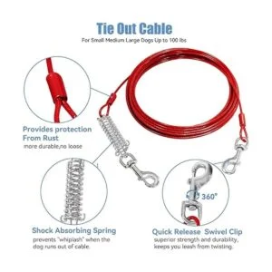 SHUNAI Cable y estaca de amarre para perros correa pesada_3