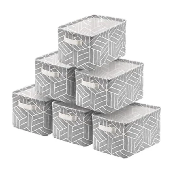 6 cestas de almacenamiento plegables de tela mini caja_1