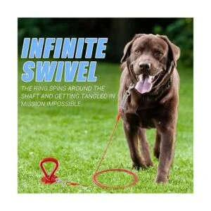 SHUNAI Cable y estaca de amarre para perros correa pesada_7