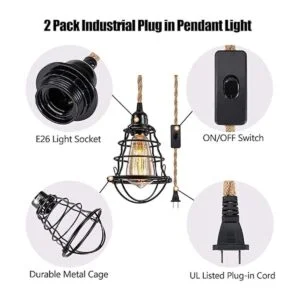 Lámpara colgante industrial con enchufe luces colgantes_4