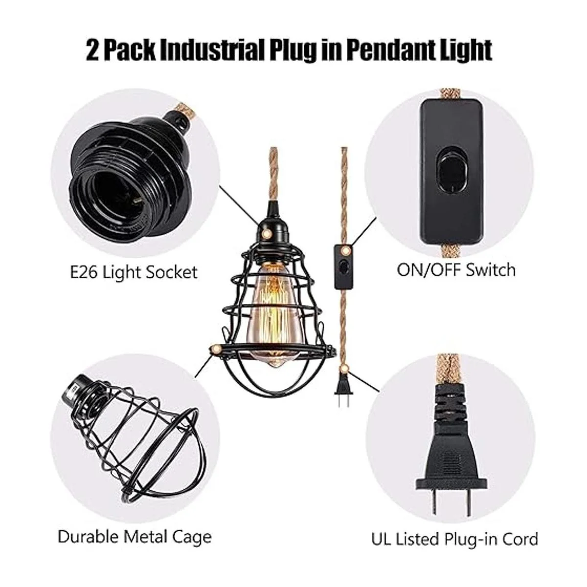 Lámpara colgante industrial con enchufe luces colgantes_4