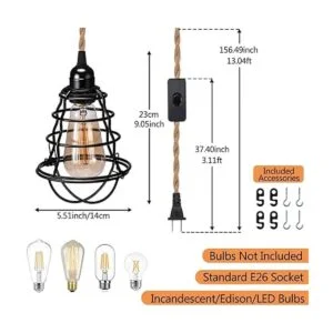 Lámpara colgante industrial con enchufe luces colgantes_2