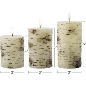 Eywamage Juego de 3 velas de pilar sin llama de madera de_2