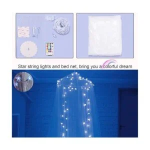 Toldo de cama con luces de estrella para dormitorio de_6