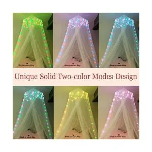 Toldo de cama con luces de estrella para dormitorio de_5