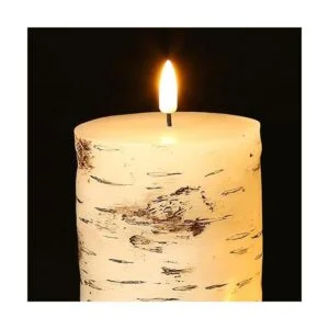 Eywamage Juego de 3 velas de pilar sin llama de madera de_4