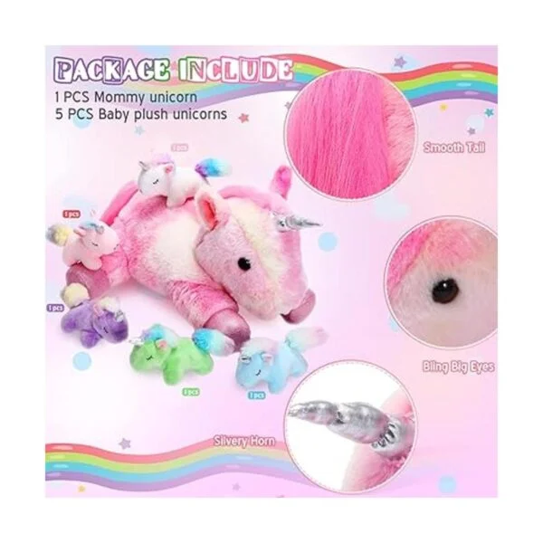 Juego de 6 juguetes de peluche de unicornio 1 animal de_3