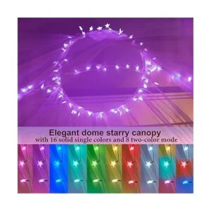 Toldo de cama con luces de estrella para dormitorio de_4