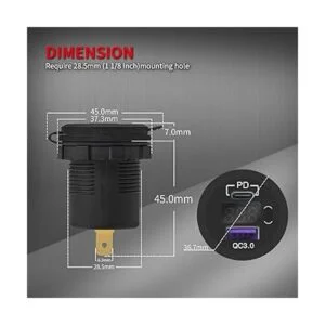 DaierTek Toma de cargador USB C de 12 V salida USB de 12_2