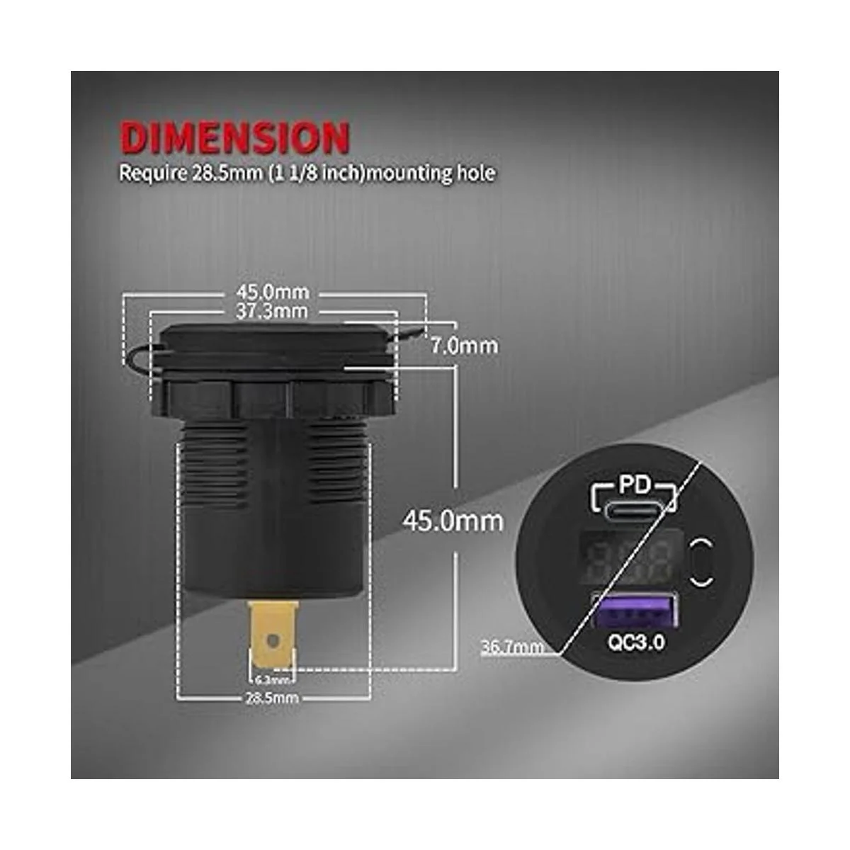 DaierTek Toma de cargador USB C de 12 V salida USB de 12_2