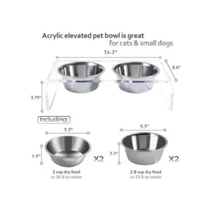 Acrylic Elevated Dog and Cat Pet Feeder Raised Clear_3