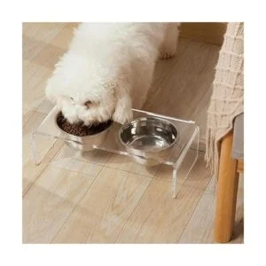 Acrylic Elevated Dog and Cat Pet Feeder Raised Clear_2