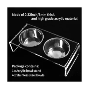 Acrylic Elevated Dog and Cat Pet Feeder Raised Clear_7