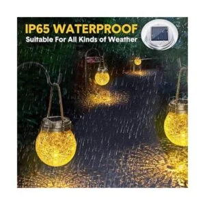 DBF Linterna solar de cristal agrietada ámbar cálido LED_4