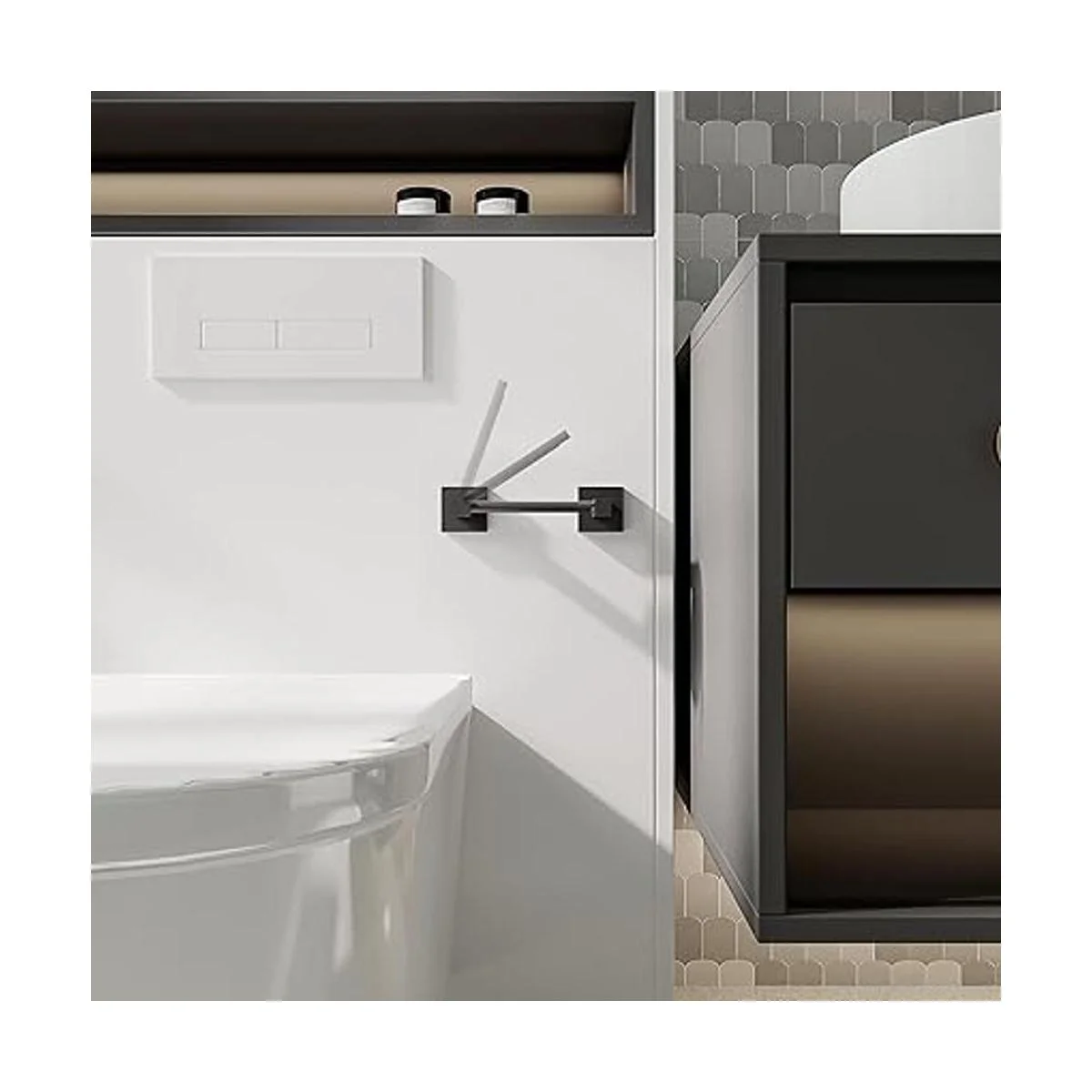 Ruacq Soporte de papel higiénico negro mate accesorios de_3