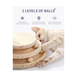 Made4Pets Tocadiscos de madera para gatos con poste_3