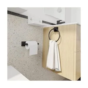 Ruacq Soporte de papel higiénico negro mate accesorios de_2