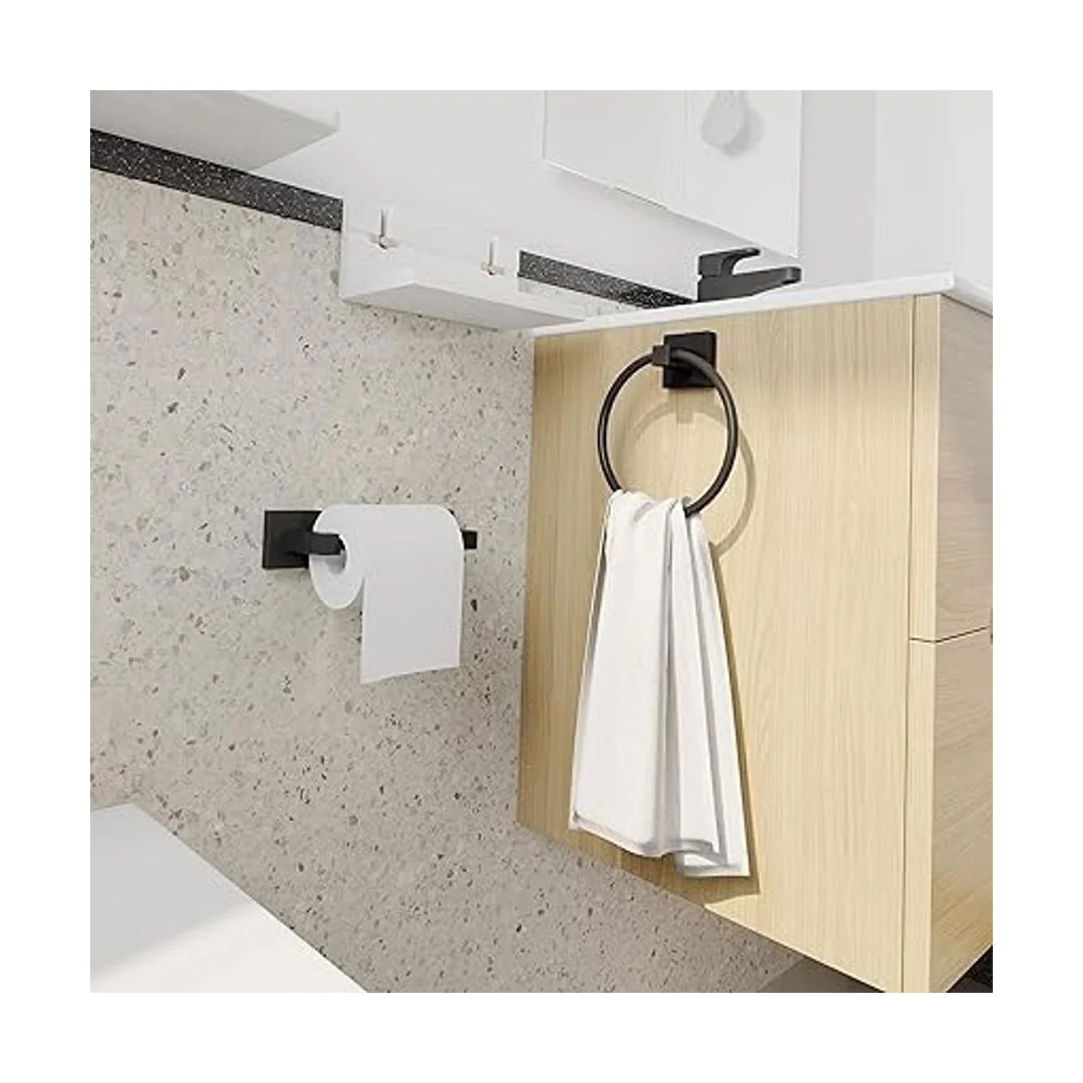 Ruacq Soporte de papel higiénico negro mate accesorios de_2