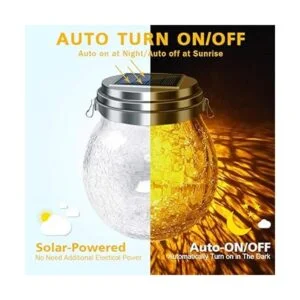 DBF Linterna solar de cristal agrietada ámbar cálido LED_5