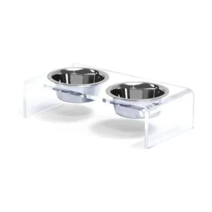 Acrylic Elevated Dog and Cat Pet Feeder Raised Clear_1