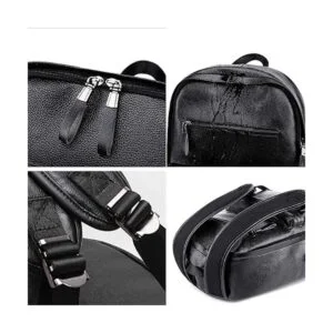 Mochila de cuero negro para computadora portátil para_5