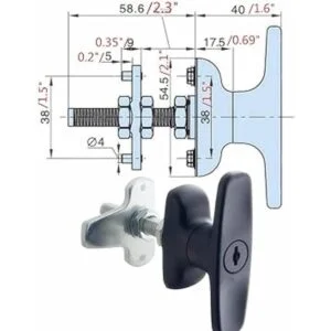 Juego de 2 llaves y cerraduras con manija en T para puerta_3