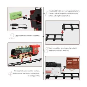 Juego de tren eléctrico de Navidad con vapor sonido y_4