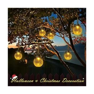 DBF Linterna solar de cristal agrietada ámbar cálido LED_2