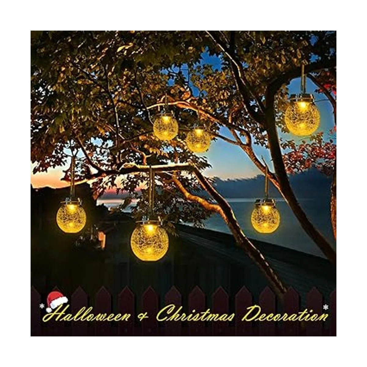 DBF Linterna solar de cristal agrietada ámbar cálido LED_2