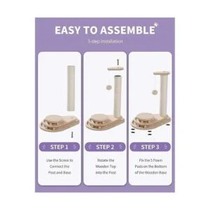 Made4Pets Tocadiscos de madera para gatos con poste_7