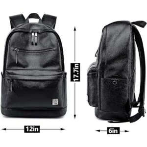 Mochila de cuero negro para computadora portátil para_6