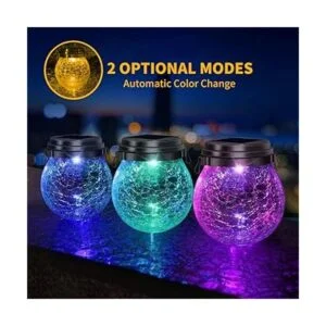 DBF Linterna solar de cristal agrietada ámbar cálido LED_3