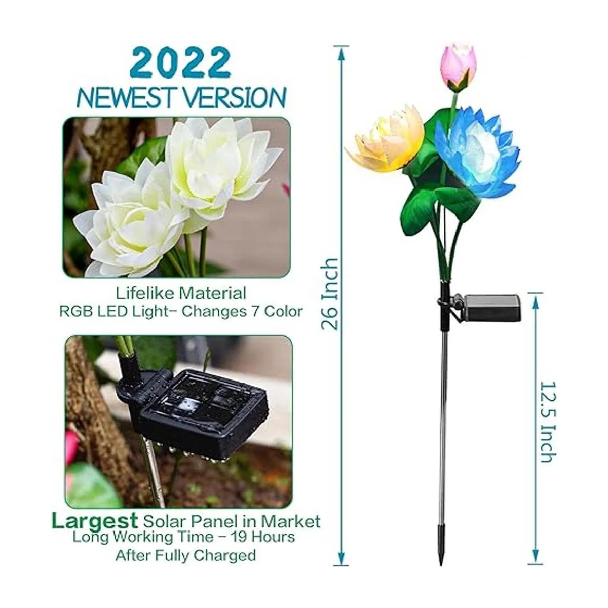 TONULAX Luces solares de jardín luces solares de flores_2