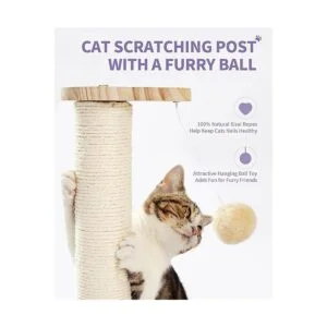 Made4Pets Tocadiscos de madera para gatos con poste_4