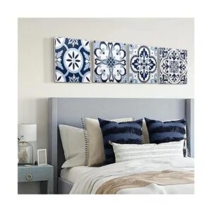 ArtbyHannah Lienzo decorativo de pared azul marino para_3