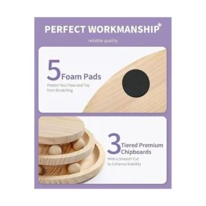 Made4Pets Tocadiscos de madera para gatos con poste_5