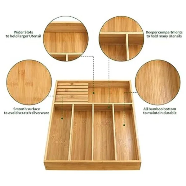 Organizador de cubiertos de bambú soporte para utensilios_3