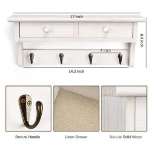 Emfogo Perchero de pared para abrigos de madera rústica_6