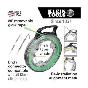 Klein Tools Cinta de pescado 50550 de 20 pies que brilla_3