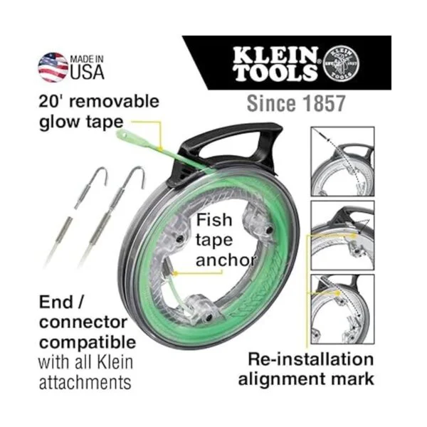 Klein Tools Cinta de pescado 50550 de 20 pies que brilla_3