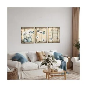 FuShvre 3 piezas rústicas flor lienzo pintura margarita y_2