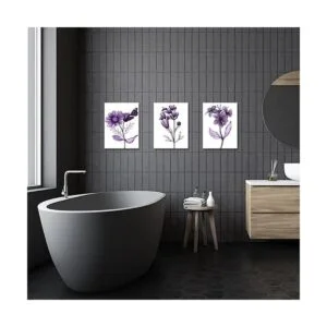 sechars 3 piezas de lienzo de flores moradas arte_5