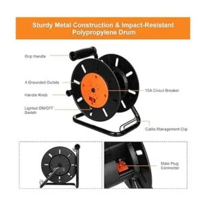 Suraielec Carrete de cable de extensión con 4 tomas_3